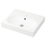 BRÅVIKEN Single wash-basin, white, 61x49x10 cm