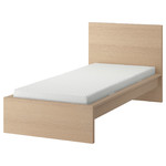 MALM Bed frame with mattress, white stained oak veneer/Åbygda firm, 90x200 cm