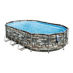 Bestway Frame Pool Comfort Jet 6.1 x 3.66 m, brick-pattern