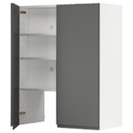 METOD Wall cb f extr hood w shlf/door, white/Voxtorp dark grey, 80x100 cm