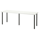 LAGKAPTEN / ADILS Desk, white, black, 200x60 cm