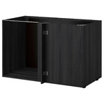 METOD Corner base cabinet frame, black, 128x68x80 cm
