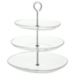 KVITTERA Serving platter, 3 tiers, clear glass, stainless steel