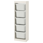 TROFAST Storage combination with boxes, white, white, 46x30x145 cm