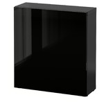 BESTÅ Shelf unit with door, black-brown, Selsviken high-gloss/black, 60x20x64 cm