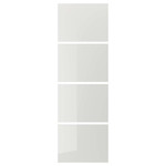 HOKKSUND 4 panels for sliding door frame, high-gloss light grey light grey, 75x236 cm