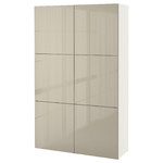 BESTÅ Storage combination with doors, white, Selsviken high-gloss beige, 120x40x192 cm