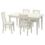 INGATORP / INGOLF Table and 4 chairs, white, white, 155 cm