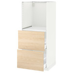 METOD / MAXIMERA High cabinet w 2 drawers for oven, white, Askersund light ash effect, 60x60x140 cm