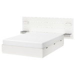 NORDLI Bed frame w storage and headboard, white, 160x200 cm