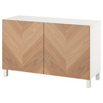 BESTÅ Storage combination with doors, white, Hedeviken/Stubbarp oak veneer, 120x42x74 cm