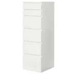 MALM Chest of 6 drawers, white, mirror glass, 40x123 cm