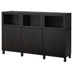 BESTÅ Storage combination with doors, black-brown, Lappviken black-brown, clear glass, 180x40x112 cm