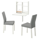 NORBERG / KÄTTIL Table and 2 chairs, white/Knisa light grey