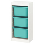 TROFAST Storage combination with boxes, white, turquoise, 46x30x94 cm