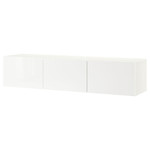 BESTÅ TV bench with doors, white, Selsviken high-gloss/white, 180x42x38 cm