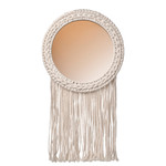 ENERGISKOG Decorative mirror, with fringes/beige copper-colour, 26x48 cm