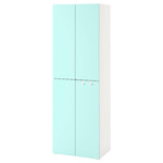 SMÅSTAD / PLATSA Wardrobe, white pale turquoise, with 2 clothes rails, 60x40x180 cm