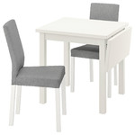 NORDVIKEN / KÄTTIL Table and 2 chairs, white/Knisa light grey, 74/104 cm