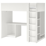 SMÅSTAD Loft bed frame w desk and storage, white, 90x200 cm