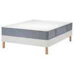 LYNGÖR Divan bed, Vågstranda medium firm/light blue white, 180x200 cm