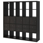 KALLAX Shelving unit with 10 inserts, black-brown, 182x182 cm