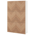 BESTÅ Storage combination with doors, white, Hedeviken oak veneer, 120x42x193 cm