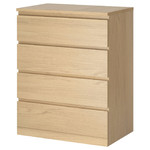 MALM Chest of 4 drawers, white stained oak veneer, 80x100 cm