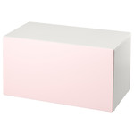 SMÅSTAD Bench with toy storage, white, pale pink, 90x50x48 cm