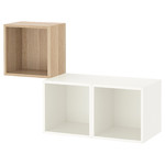 EKET Wall-mounted cabinet combination, white stained oak effect/white, 105x35x70 cm