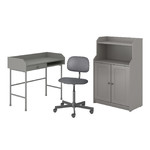 HAUGA/BLECKBERGET Desk and storage combination, and swivel chair grey