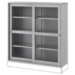HAVSTA Glass-door cabinet, grey, 121x123x35 cm