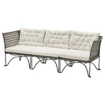 JUTHOLMEN 3-seat modular sofa, outdoor, dark grey/Kuddarna light grey-beige, 210x73 cm