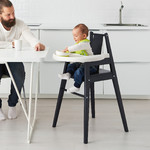 BLÅMES Highchair with tray, black, 52x53x93 cm