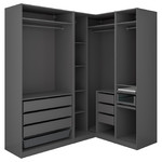 PAX Corner wardrobe, dark grey, 210/160x236 cm