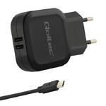 Qoltec Wall Charger EU Plug 17W | 5V | 3.4A | 2xUSB + Micro USB cable