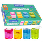 Starpak Double Plastic Pencil Sharpener Disc 24pcs, 4 Colours/2 Shapes