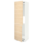 METOD Hi cab f fridge or freezer w 2 drs, white, Askersund ash light ash effect, 60x60x200 cm