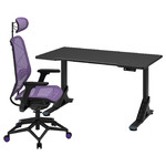 UPPSPEL / STYRSPEL Gaming desk and chair, black/purple, 140x80 cm