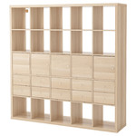 KALLAX Shelving unit with 10 inserts, white stained oak effect, 182x182 cm