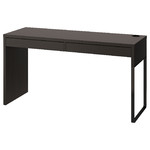 MICKE Desk, black-brown, 142x50 cm