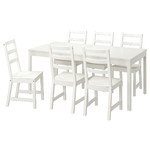 LANEBERG / NORDVIKEN Table and 6 chairs, white/white, 130/190x80 cm