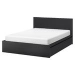 MALM Bed frame, high, w 2 storage boxes, black-brown, Lönset, 160x200 cm