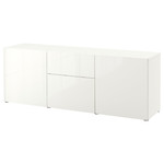 BESTÅ Storage combination with drawers, white, Selsviken high-gloss/white, 180x42x65 cm