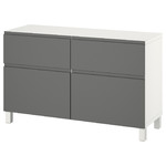 BESTÅ Storage combination with doors/drawers, white/Västerviken/Stubbarp dark grey, 120x42x74 cm