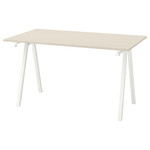 TROTTEN Desk, beige/white, 140x80 cm