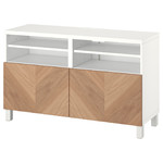 BESTÅ TV bench with doors, white/Hedeviken/Stubbarp oak veneer, 120x42x74 cm