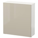 BESTÅ Shelf unit with door, white, Selsviken high-gloss/beige, 60x20x64 cm