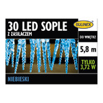 Christmas LED Lighting Chain Icicles 5.8 m, green cord, blue, 30 Lamps