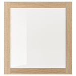 SINDVIK Glass door, white stained oak effect, clear glass, 60x64 cm